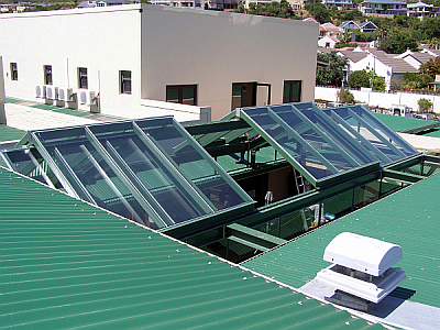 Roof Structure with Glass Panels.