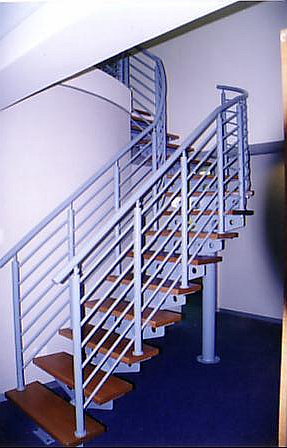 Straight Staircase with Tube Balustrades and Handrail.
