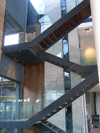 Steel Staircase with Glass Balustrades.