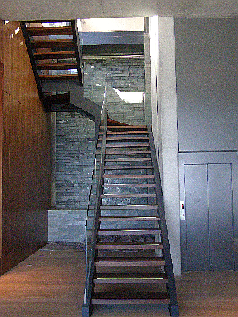 Steel Staircase with Glass Balustrades.