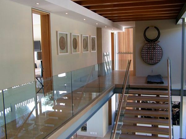 Glass Balustrades on a Landing and a Straight Staircase.
